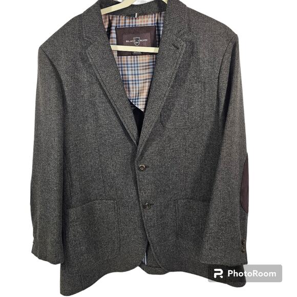 Black Brown 1826 Brown Herringbone Wool Blend Men's Blazer Size XL - Picture 1 of 15